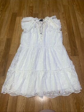 Generation Love White Eyelet Lace Tiered Mini Dress